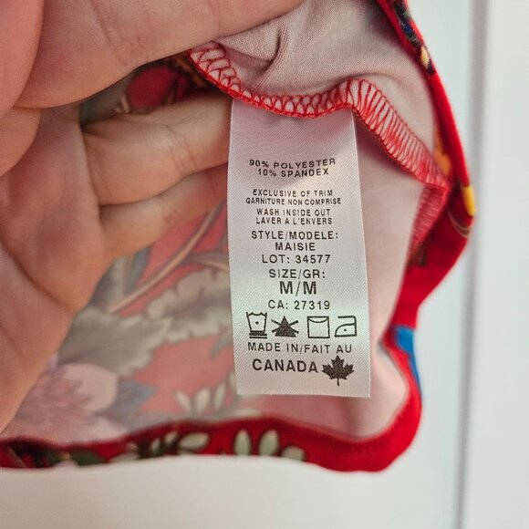 Colourful Floral red dress Colori, made in Canada - Picture 9 of 9